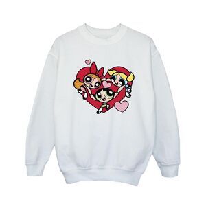 The Powerpuff Girls Girls Holding Hands Heart Sweatshirt / White